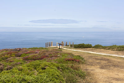 Scenic view of viewpoint against sky in front of the sea