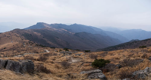 Scenic view of mountains against sky