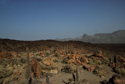 Scenic view of mountains against clear sky
