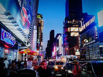 View of illuminated city at night