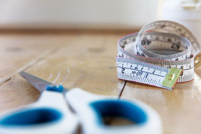 Close-up of eyeglasses on table