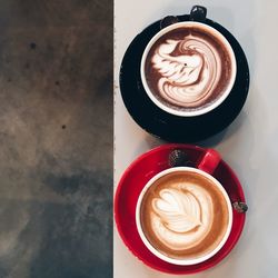 Directly above shot of cappuccino on table