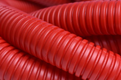 Roll of plastic corrugated pipe close-up