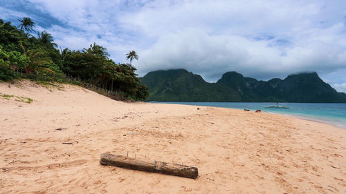 Scenic view of beach against sky