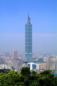 Modern buildings against blue sky