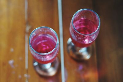 Close-up of beer glass on table