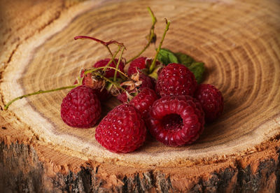 Close-up of strawberries on table