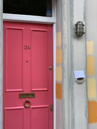 Closed door of building