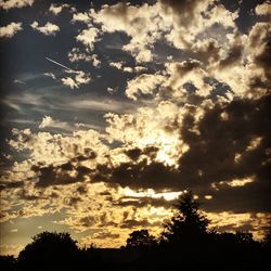 Low angle view of silhouette trees against sky during sunset