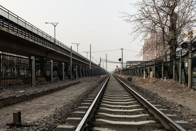 View of railway tracks against clear sky