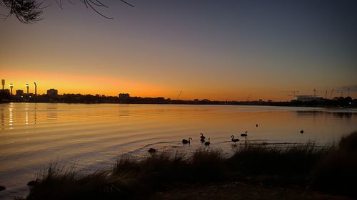 Scenic view of sea at sunset