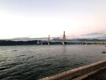 Suspension bridge over river