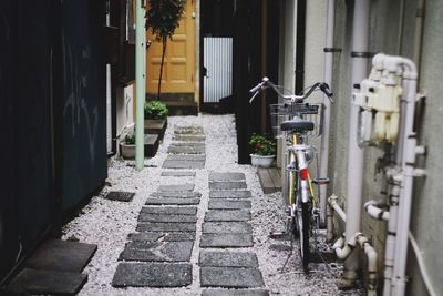 Narrow alley along buildings