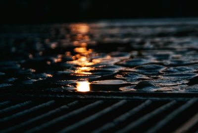 Close-up of water in sea at night