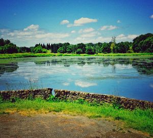 Scenic view of lake against sky