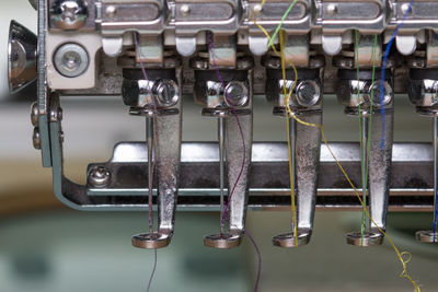 Close-up of sewing machine part 