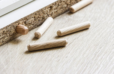 High angle view of bread on table