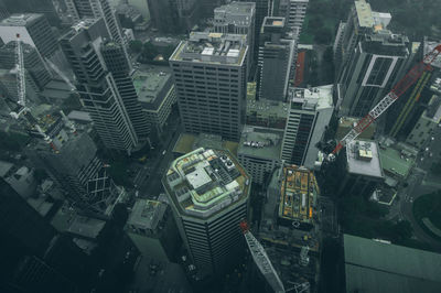 High angle view of buildings in city