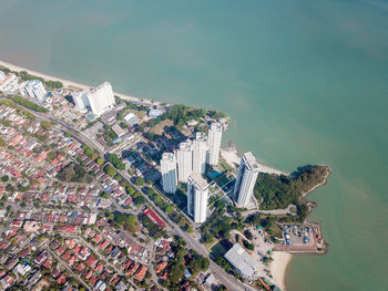 High angle view of buildings in city