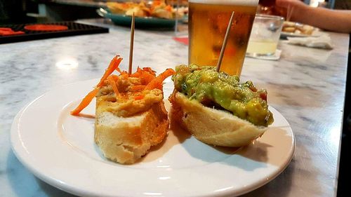 Close-up of served food in plate