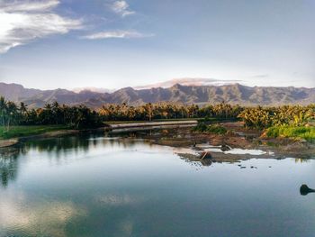 Scenic view of lake against sky