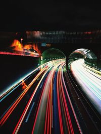 Light trails on highway at night