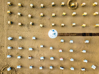 Directly above shot of a beach with beach chairs