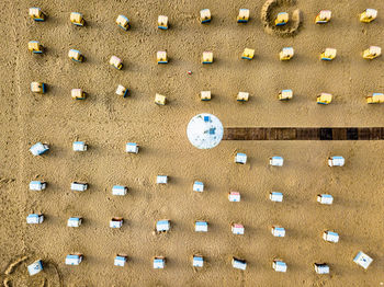 Directly above shot of chess pieces on white background