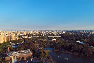 Aerial view of ibirapuera's park in the beautiful day, são paulo brazil. great landscape.