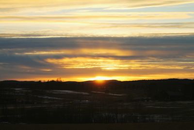 Scenic view of landscape against sky during sunset