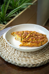 Malaysian omelete or telur dadar served on the table.