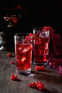 Close-up of red wine on table