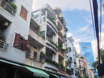 Low angle view of residential buildings against sky