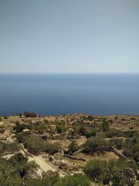 Scenic view of sea against clear sky