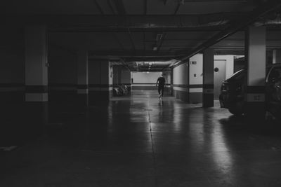 Interior of empty parking lot