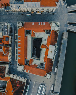 High angle view of residential buildings