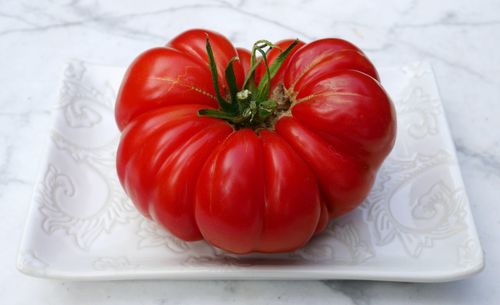 High angle view of apples on table