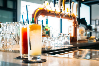 Close-up of drink served on table in restaurant