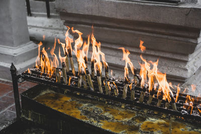 Panoramic shot of fire in building