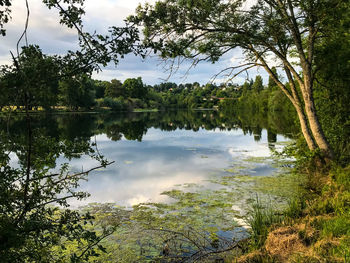 Scenic view of lake against sky