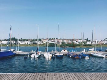 Boats in harbor