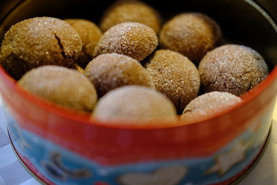 Close-up of eggs in bowl on table