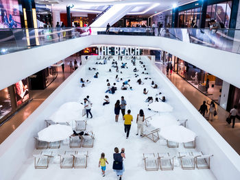 High angle view of people in shopping mall