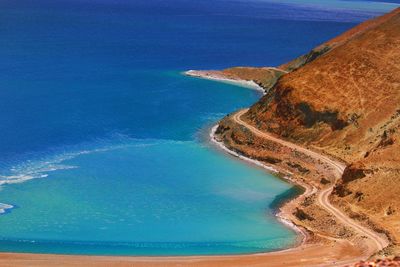 High angle view of sea against sky