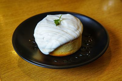 High angle view of food in plate