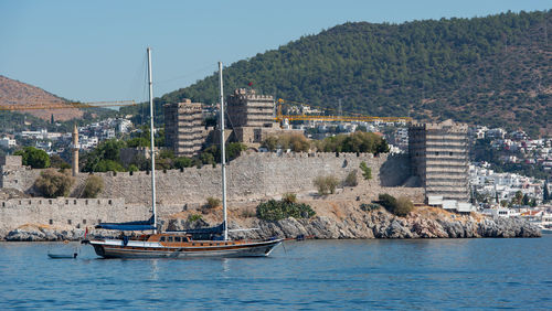 Turkish city of bodrum on the turkish coast of the aegean sea. mediterranean sea