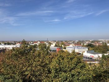 High angle view of townscape against sky