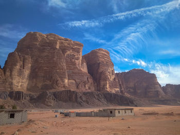 Rock formations in desert against sky