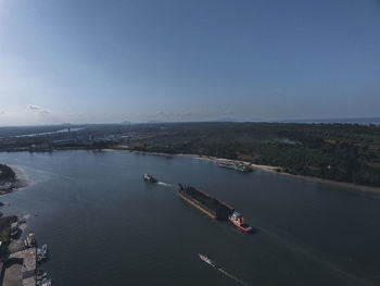 High angle view of sea against sky