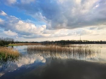 Scenic view of lake against sky